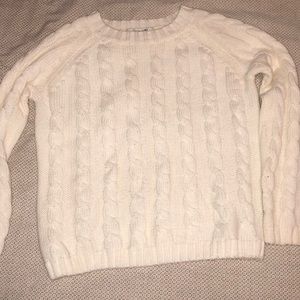 White cable knit sweater